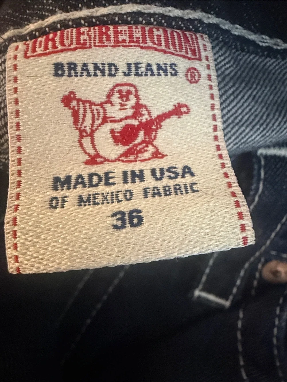 True Religion Men’s Straight Jeans in Dark Indigo